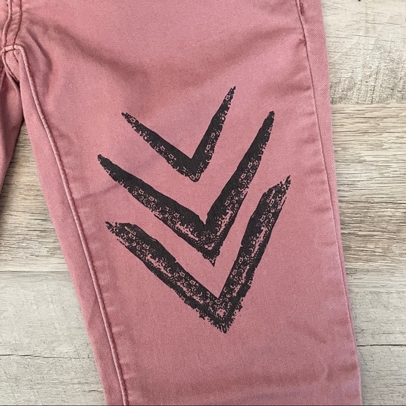 Free People Arrow Boho Print Dusty Rose Ankle Skinny Jeans Size 24 - Picture 8 of 10